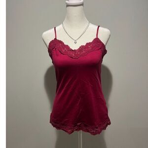 White House Black Market Red Lace Cami Tank Top S